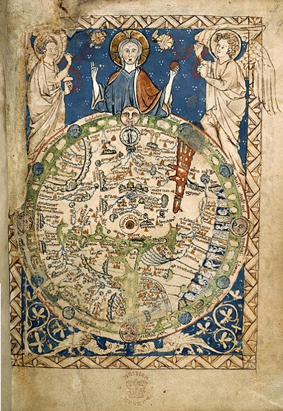 Mapamundi del Salterio de la abadía de Westminster que evidencia la separación Cielos-Tierra