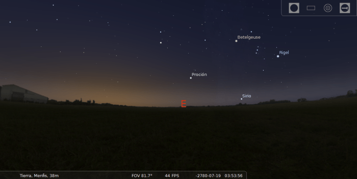 Antigua ciudad de Menfis en Stellarium